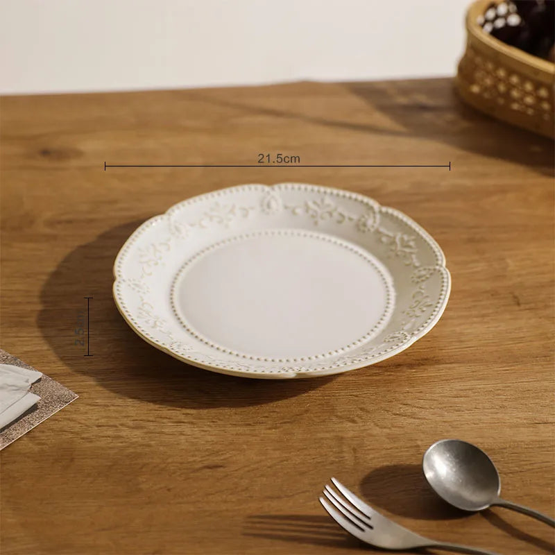 Baroque Vintage Ceramic Dinner Plates Western Food Dishes and Plates Sets European Modern Kiln Change Carving  Tableware Home