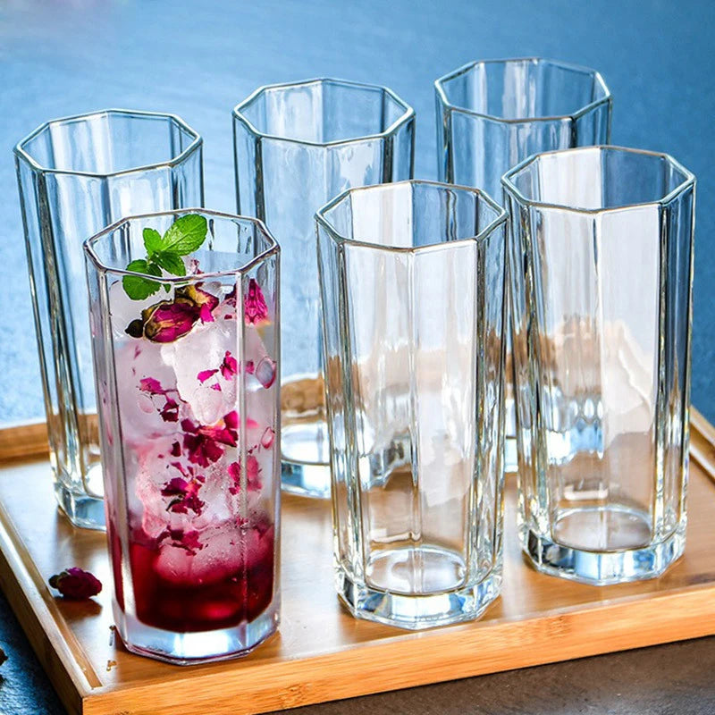 Glassware Kitchen Dining Bar Home Drinkware Tall Water Juice Drinking Glasses Set of 2pcs Transparent Tumbler Crystal Glass Cup