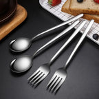 Korean Stainless Steel Cutlery Set Kitchen Long Handle Spoon and Fork Tableware Dessert Coffee Teaspoon Soup Spoons Utensils