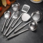 Stainless Steel Kitchen Cookware Set - Cooking Utensils Shovel Soup Spoon Turner Dinnerware - Kitchen Gadgets for Cooking