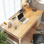 Contemporary Office Study Desk, Contemporary Computer Desk Writing Desk PC Desk Work Desk with 3-Drawers and Metal Legs