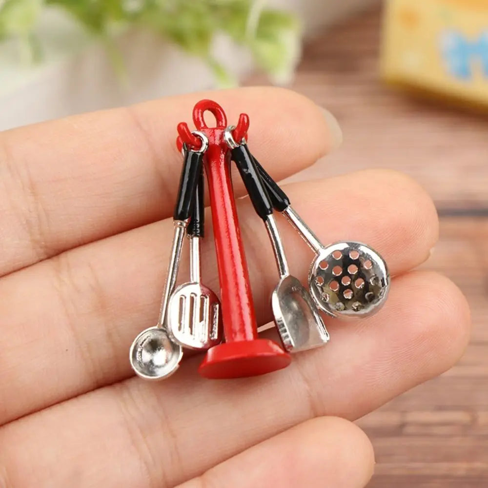 Kettle 1:12 Mini Kitchen Utensils Sets Cookware Alloy Doll Kitchen Set Mini 1:12 Scale Mini Kitchen Cooking Kit Mini Play House