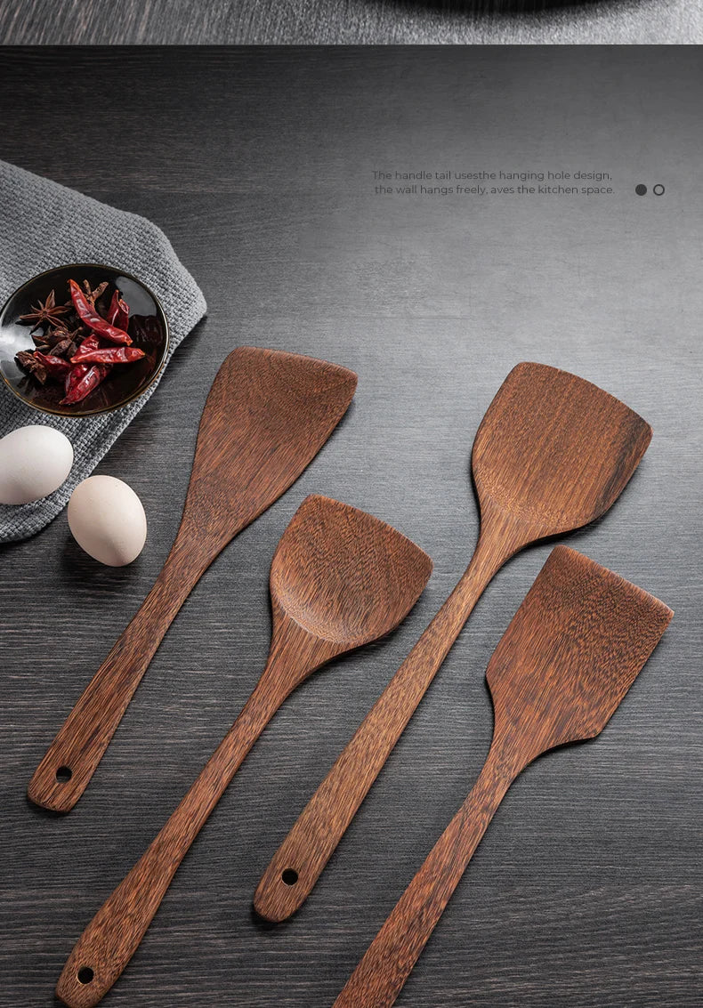 Kitchen Utensils Set Non-Stick  Cookware for Kitchen Wooden Handle Soup spoon spatula Rice spoon shovel Kitchen Accessories