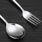 Korean Stainless Steel Cutlery Set Kitchen Long Handle Spoon and Fork Tableware Dessert Coffee Teaspoon Soup Spoons Utensils