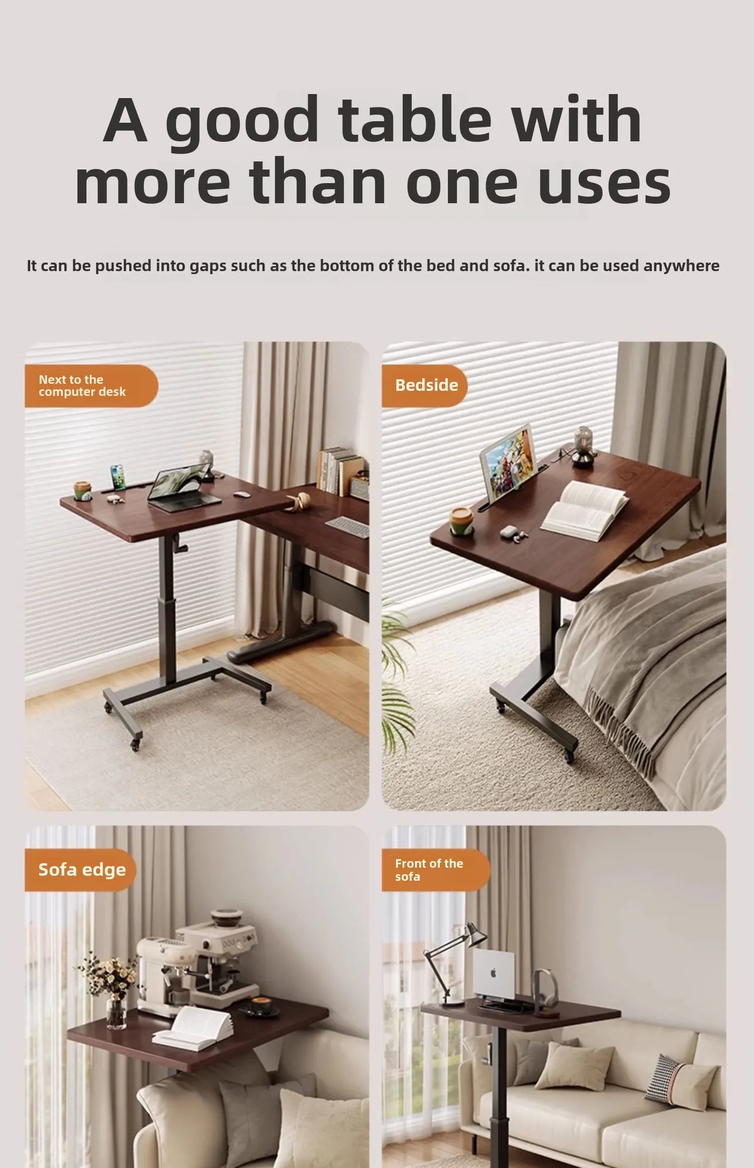 Height Adjustable Computer Desk Mobile Small Desk for Live Streaming Home Study Office Desk Standing Workstation desks