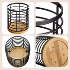 Kitchen Cooking Utensils Holder Versatile Cooking Utensil Organizer With Wooden Base for Spatula Spoon Chopstick Cutlery