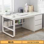 Contemporary Office Study Desk, Contemporary Computer Desk Writing Desk PC Desk Work Desk with 3-Drawers and Metal Legs