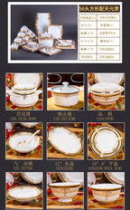 Luxury Ceramic Modern Dinnerware Set Microwaveable Gold Elegant European Style Wedding Dinnerware Party Hotel Vaisselle Gift