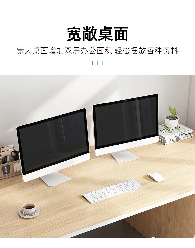 Contemporary Office Study Desk, Contemporary Computer Desk Writing Desk PC Desk Work Desk with 3-Drawers and Metal Legs