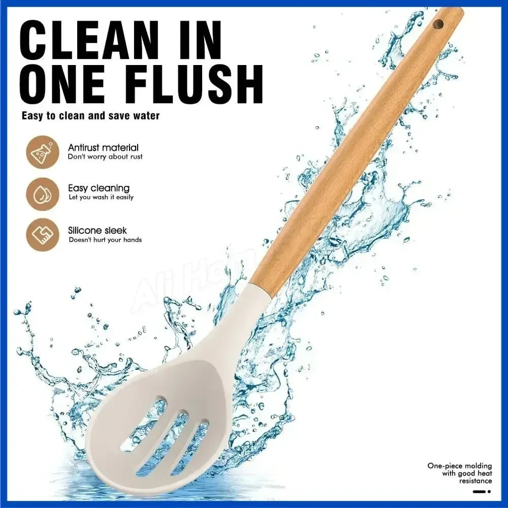 Kitchen Kit 12 Pieces Silicone Food Grade Utensils Cooking Sets Turner Spatula Measuring Spoon Practical Cookware Tool Kitchenwa