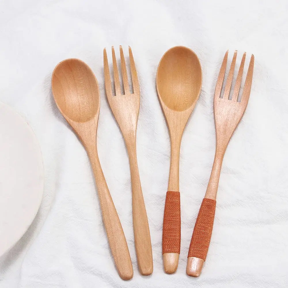 Wooden Dinner Kit Utensil Soups Rice Kitchen Supplies Tableware Dinnerware Sets Fork Spoon