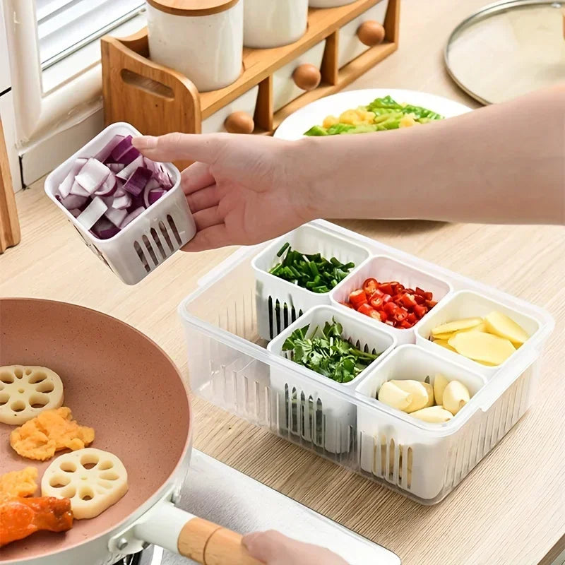 Food Storage Containers with Lids Airtight Refrigerator Food Fresh Box For Onion Garlic And Fruit Kitchen Storage Box