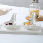European Ceramic Tableware White Spoon Bowl Caviar Snack Plate Fruit Platter Restaurant Kitchen Ceramic Tableware Bowl Plate Set
