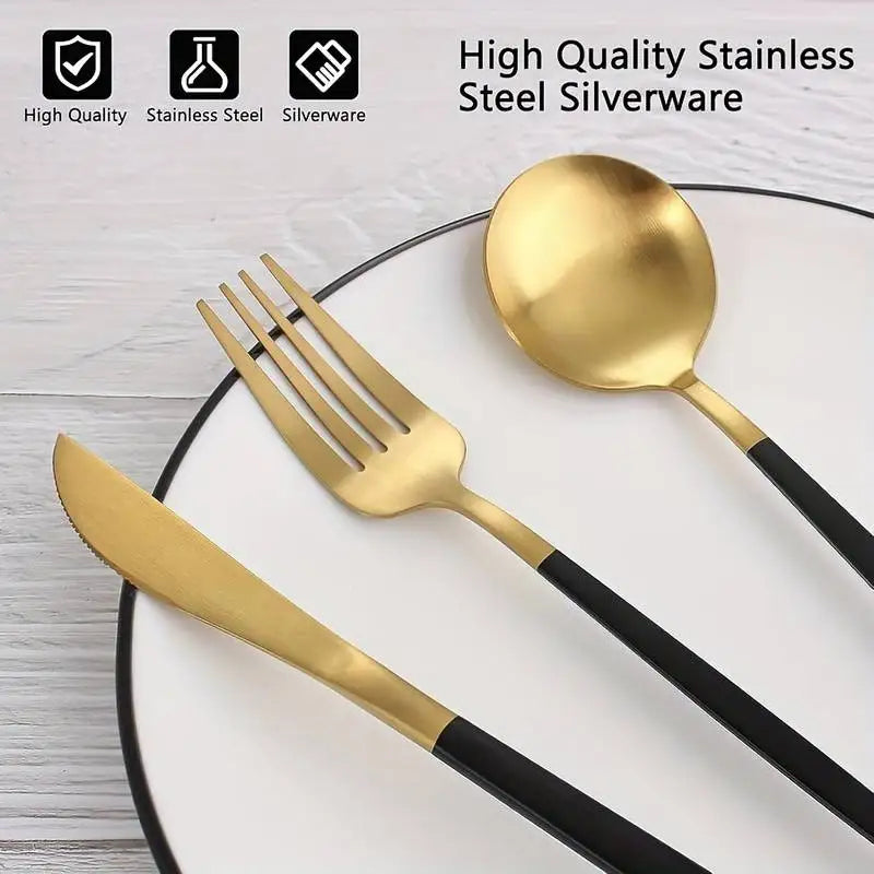 Stainless Steel Cutlery Set With Storage Box 4 Counts Portable Tableware Set For Home Kitchen Dining Room Household Tableware