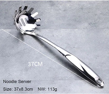 Stainless Steel Cooking Tools Set, Heat-resistant Kitchen Utensils - Turner, Soup Ladle, Strainer, Pasta Server, Rice Spoon