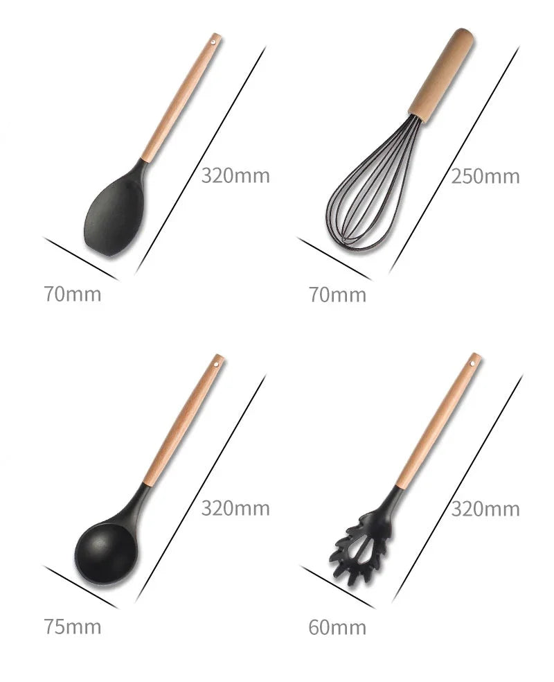 Kitchen Utensil Set Silicone BPA Free Kitchen Cooking Baking Tools Set Kitchen Accessories Gadgets Kitchenware With Container N.