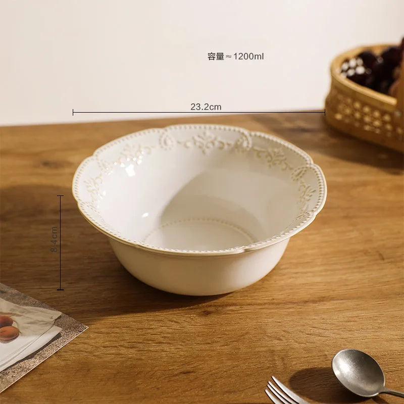 Baroque Vintage Ceramic Dinner Plates Western Food Dishes and Plates Sets European Modern Kiln Change Carving  Tableware Home