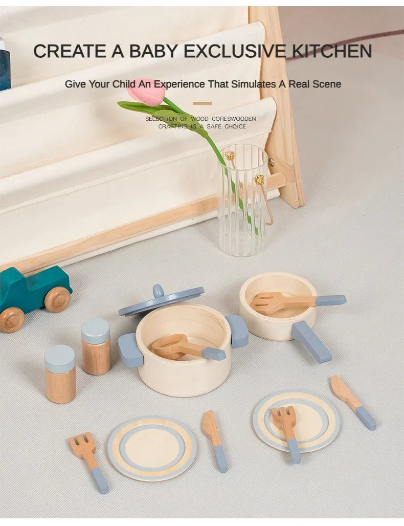 Children's Wooden House Kitchen Utensils Toy Sets Montessori Early Habit Cultivation Cognitive Training Parent-child Interaction