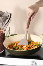 Kitchen Utensils Silicone Cooking Utensils Kitchenware, Gold-plated Wood Grain Handle, Spatula, SpoonsCooking Pots Set