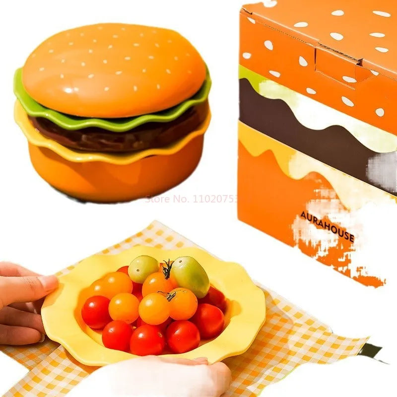 Stackable Burger Plate Bowl Set Modern Hamburger Ceramic Dinnerware Set Tableware For Housewarming Home Wedding Restaurant Party