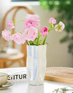 Ceramic Vase Flower Luxury Electroplated Silver Arrangement Irregular Porcelain Hydroponic Vase Ornament Interior Art Decoration