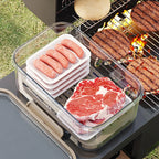 Portable Food Storage Container Large Capacity Airtight Freshness Box with Drain Plate for Outdoor Picnic Camping Use