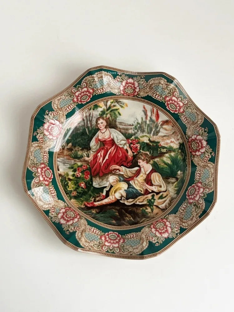 European Famous Painting Series Tableware Set Ceramic Material Underglaze Color Craftsmanship Handmade Painting