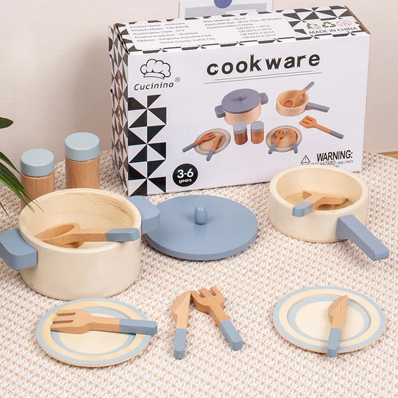 Children's Wooden House Kitchen Utensils Toy Sets Montessori Early Habit Cultivation Cognitive Training Parent-child Interaction