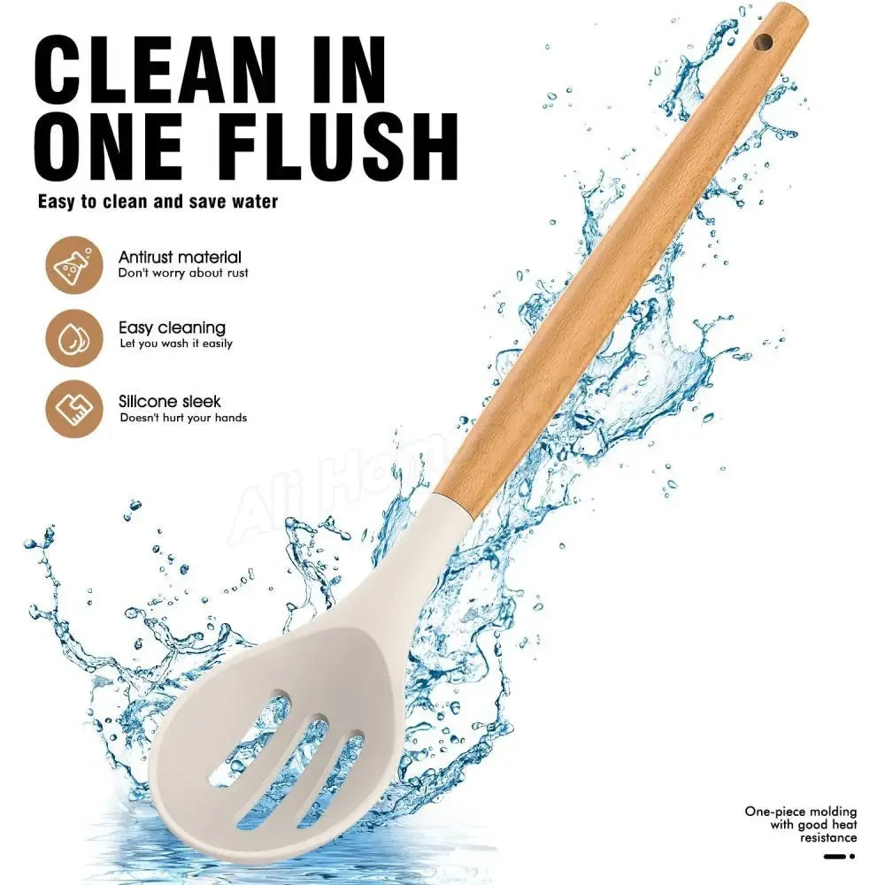 Kitchen Kit 12 Pieces Silicone Food Grade Utensils Cooking Sets Turner Spatula Measuring Spoon Practical Cookware Tool Kitchenwa