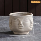 Ceramic Candlestick Art Vase Sculpture Crafts Human Face Flower Pot Handmade Garden Storage Flower Arrangement Home Decors