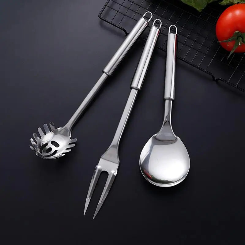 Stainless Steel Kitchen Cookware Set - Cooking Utensils Shovel Soup Spoon Turner Dinnerware - Kitchen Gadgets for Cooking
