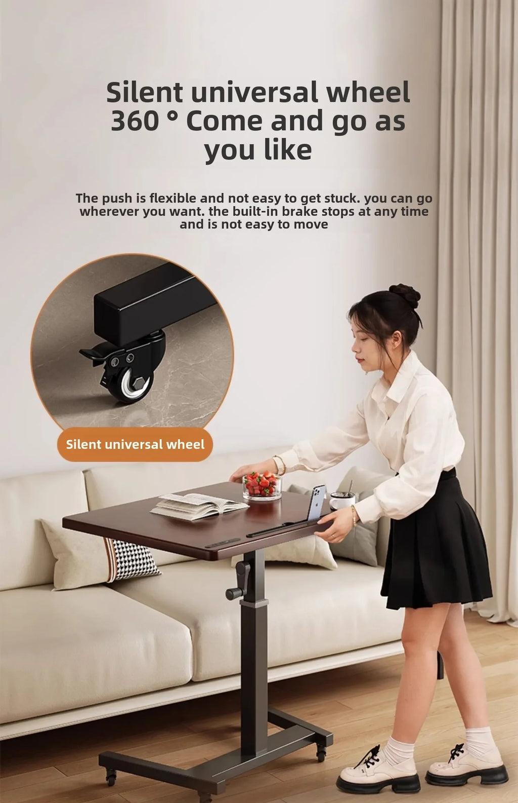 Height Adjustable Computer Desk Mobile Small Desk for Live Streaming Home Study Office Desk Standing Workstation desks