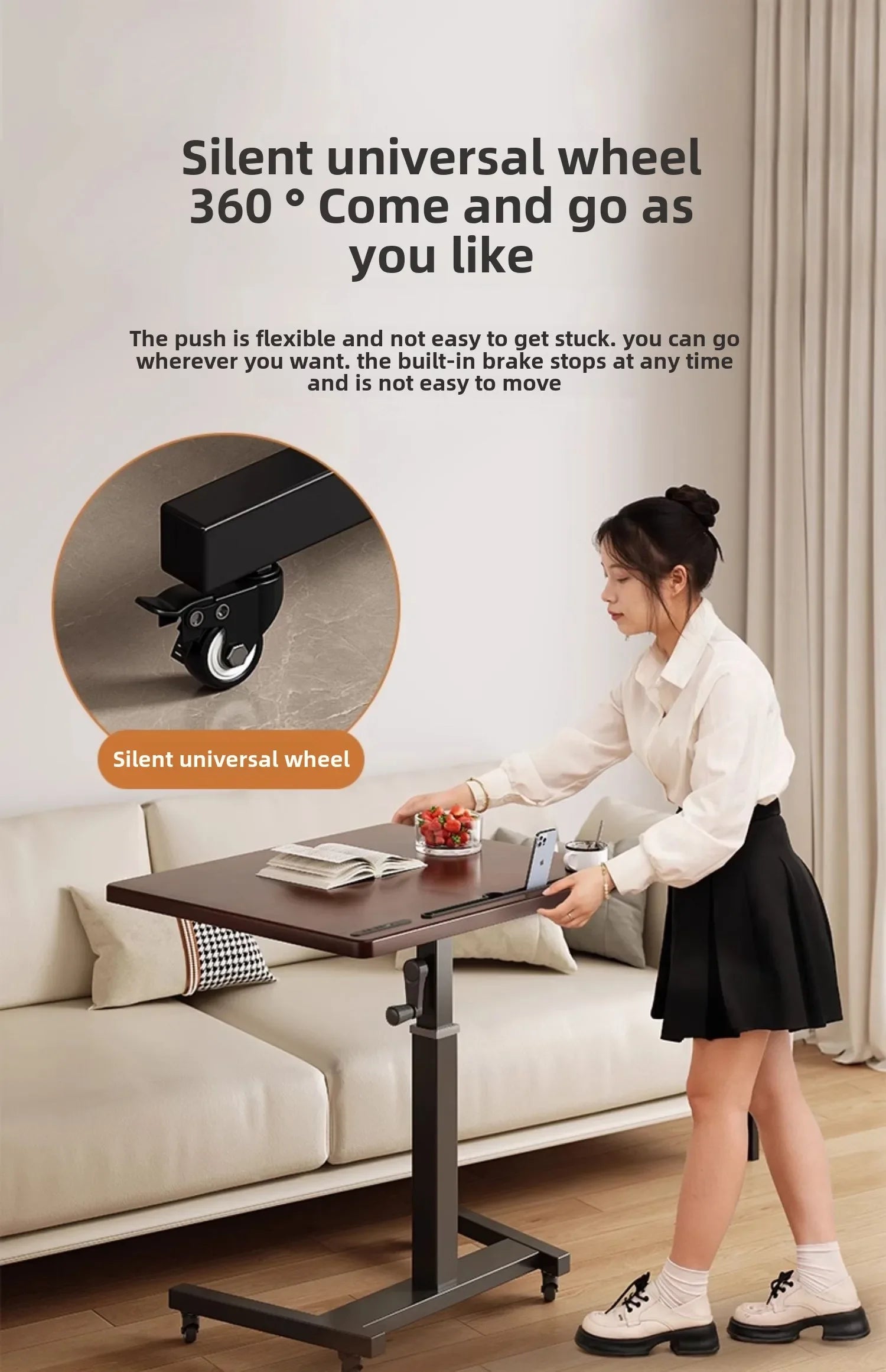 Height Adjustable Computer Desk Mobile Small Desk for Live Streaming Home Study Office Desk Standing Workstation desks