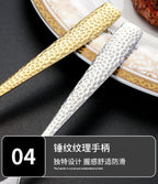 Gold Plated Stainless Steel Cutlery Sets Hotel Decorative Tableware Knife Fork Spoon Tespoon Hammered Utensils for Kitchen
