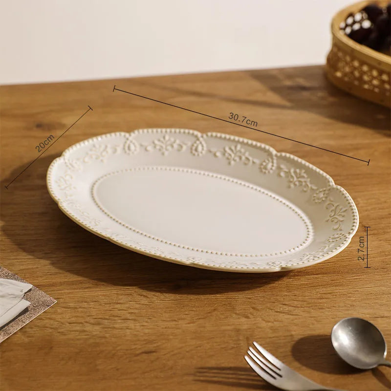 Baroque Vintage Ceramic Dinner Plates Western Food Dishes and Plates Sets European Modern Kiln Change Carving  Tableware Home