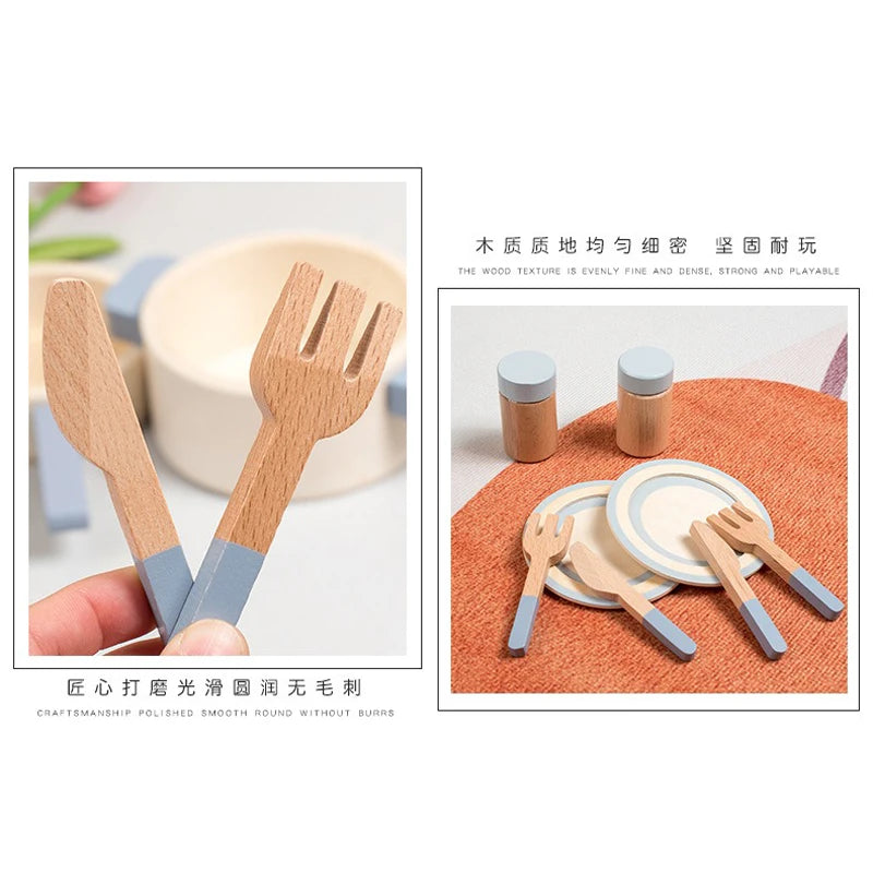 Children's Wooden House Kitchen Utensils Toy Sets Montessori Early Habit Cultivation Cognitive Training Parent-child Interaction