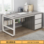 Contemporary Office Study Desk, Contemporary Computer Desk Writing Desk PC Desk Work Desk with 3-Drawers and Metal Legs
