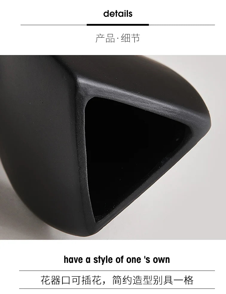 Modern minimalist vase decoration home Flower Arrangement Living Room Flowerpot Nordic minimalist decor black vase Art Ornaments