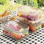 Portable Food Storage Container Large Capacity Airtight Freshness Box with Drain Plate for Outdoor Picnic Camping Use