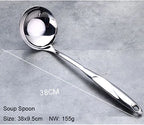 Stainless Steel Cooking Tools Set, Heat-resistant Kitchen Utensils - Turner, Soup Ladle, Strainer, Pasta Server, Rice Spoon