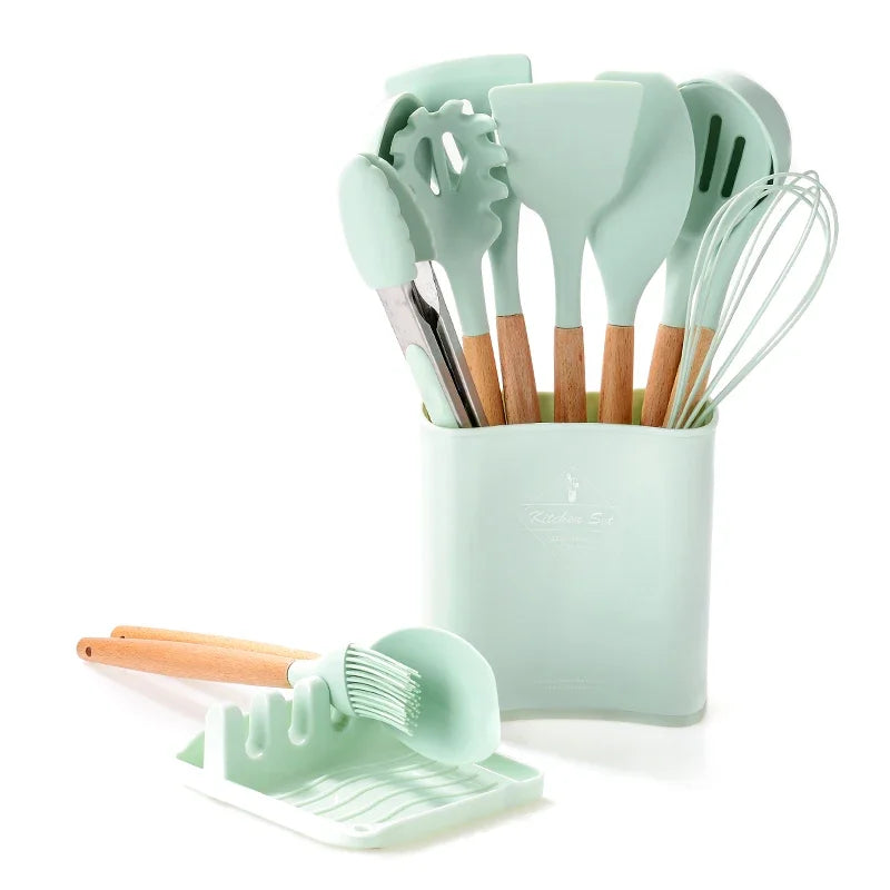 Kitchen Utensil Set Silicone BPA Free Kitchen Cooking Baking Tools Set Kitchen Accessories Gadgets Kitchenware With Container N.