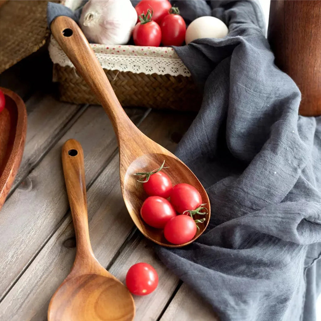 5/9Pcs/set Wooden Kitchen Utensils Set, Wooden Spoons for Cooking, Utensils,Natural Teak Wooden Spoons For Non-stick Pan Gift