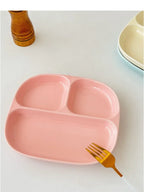 3Grid Ceramic Dinner Plates Solid Color Serving Dishes Salad Dinnerware Dining Compartment Plate Kitchen Eco-friendly Tableware