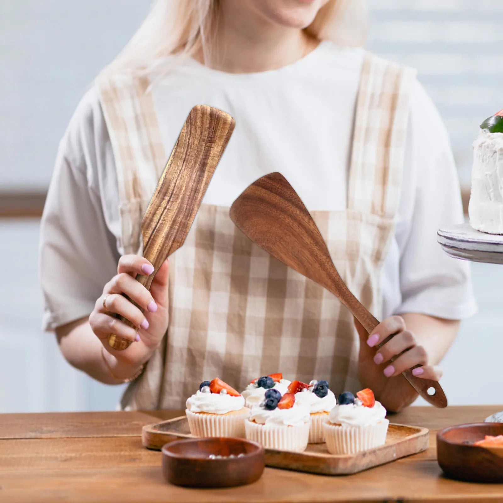 5/9Pcs/set Wooden Kitchen Utensils Set, Wooden Spoons for Cooking, Utensils,Natural Teak Wooden Spoons For Non-stick Pan Gift