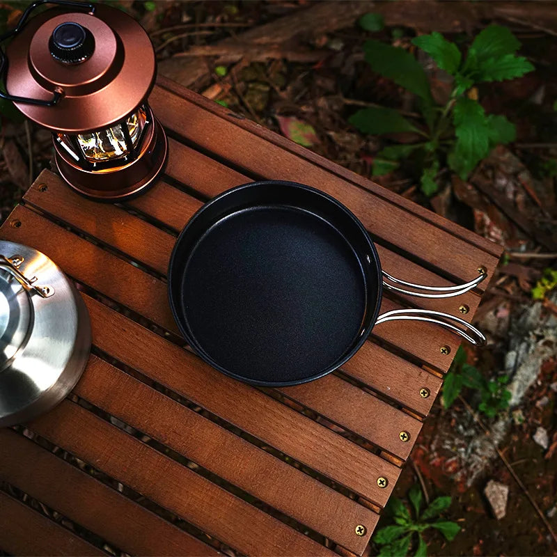 Camping Cookware Stainless Steel Set Outdoor Hiking Portable Picnic Tableware Kit Pot Frying Pan Kettle Set For Outdoor Cooking