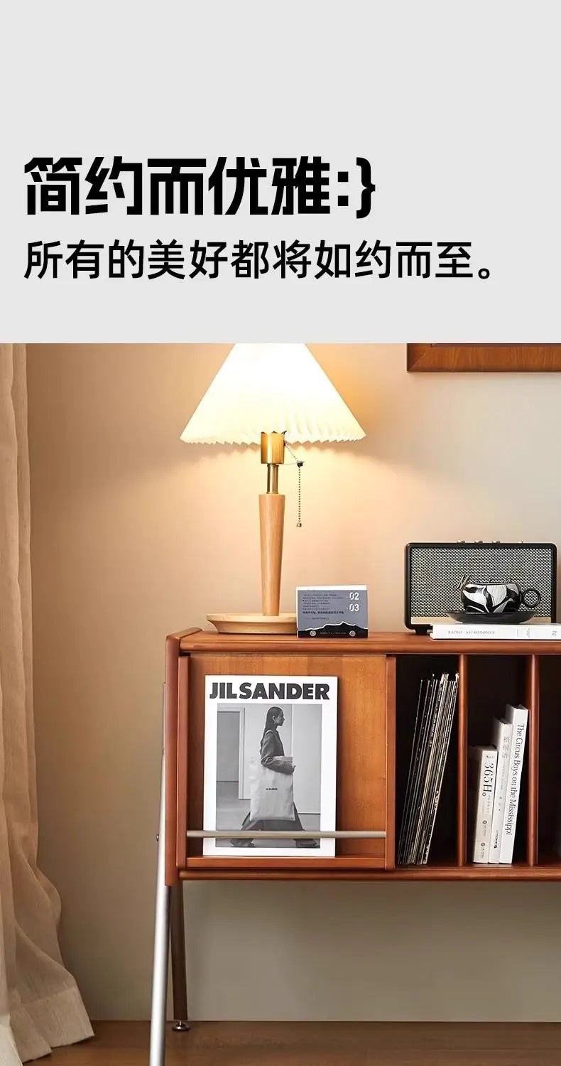 Multifunctional Beauty:Modern Solid Wood Magazine Storage, Chinese-Inspired Side Cabinet, and Floor Display for Bedroom Elegance