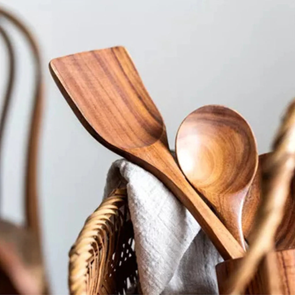 5/9Pcs/set Wooden Kitchen Utensils Set, Wooden Spoons for Cooking, Utensils,Natural Teak Wooden Spoons For Non-stick Pan Gift