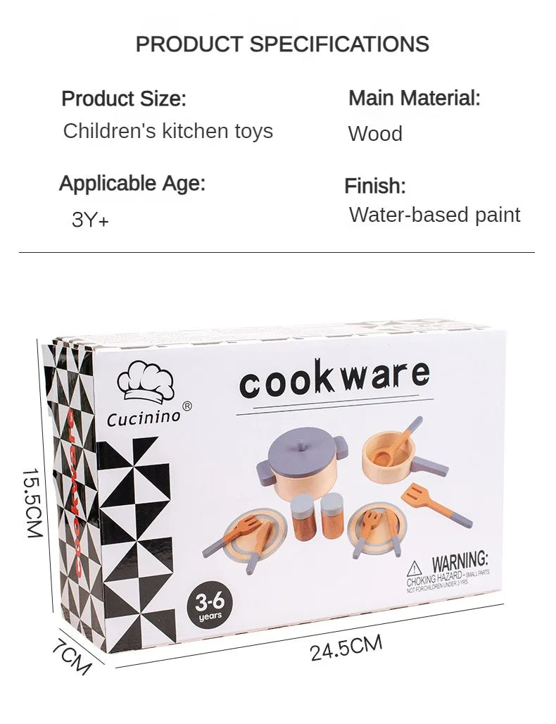 Children's Wooden House Kitchen Utensils Toy Sets Montessori Early Habit Cultivation Cognitive Training Parent-child Interaction