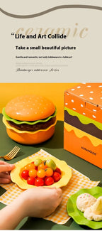 Stackable Burger Plate Bowl Set Modern Hamburger Ceramic Dinnerware Set Tableware For Housewarming Home Wedding Restaurant Party
