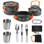 8pcs/set-Portable Camping Cookware Kit Outdoor Pot Pan Kettle Portable Cookware Set for Outdoor Cooking Camping Tableware Hiking